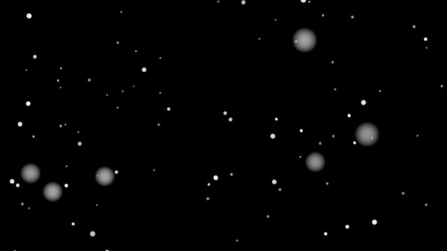 Falling snow overlay on black background seamless loop