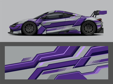 Purple Racing Car Side View Illustration