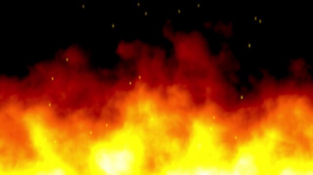 Fire flames burning on black background seamless loop