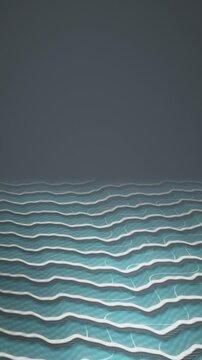 Travertine Rimstone Terraces With Milky Thermal Pools and Steam Haze Copy Space Seamless Loop in soft turquoise tones vertical 9:16