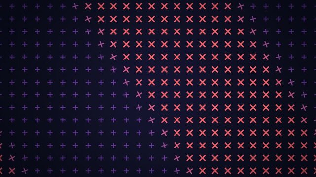 Plus signs turning into crosses pattern seamless loop