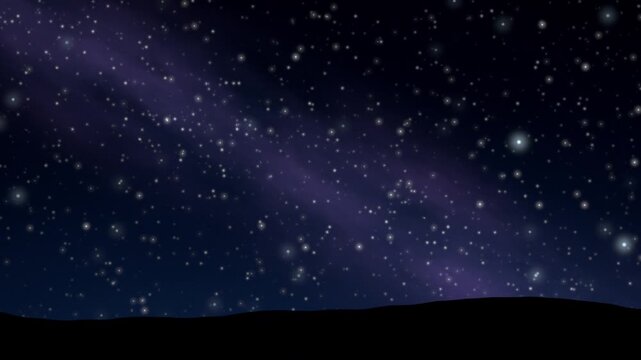Starry night sky with shooting stars seamless loop