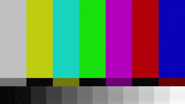 TV color bars test pattern with noise seamless loop for video editing