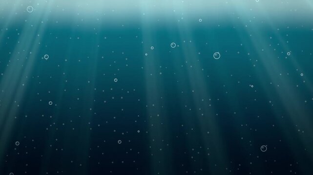 Underwater light rays and bubbles seamless loop