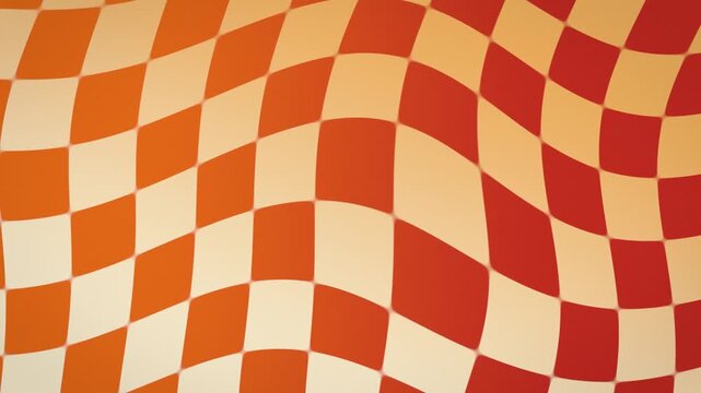 Warped checkerboard retro orange groovy seamless loop