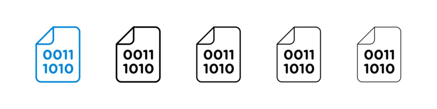 File Binary icon flat outline in black