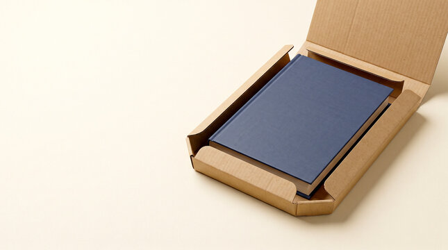 Plain Hardcover Book in Protective Kraft Cardboard Shipping Mailer