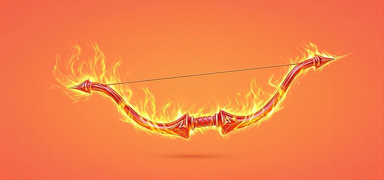 A glowing bow and arrow with fiery flames showcasing the lively celebration of Dussehra.