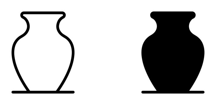 Pottery vase icon solid glyph for logo