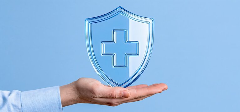 Protective shield and nurturing hand create a safety-focused composition, highlighting patient care and security for September 17 medical awareness.