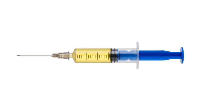 Medical Syringe Filled with Yellow Liquid for Injection