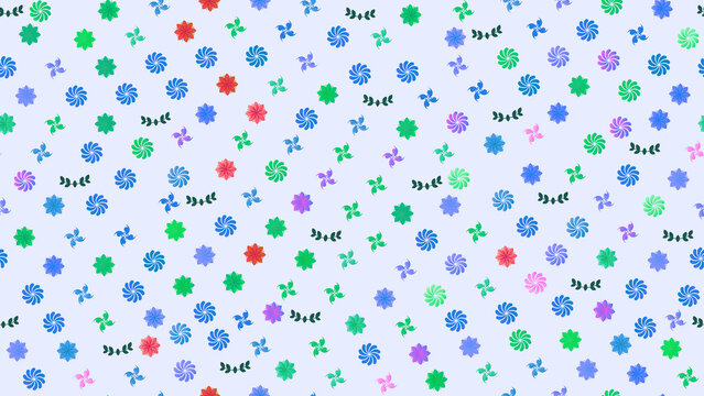 Seamless pattern of colorful abstract flowers and leaves
