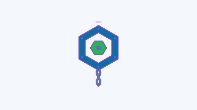 Animated flat crypto token icon in a minimal vector style, linking chain in a smooth 4K seamless loop. The symbol sits isolated in the centre of a bright light background in blue and azure, leaving ro