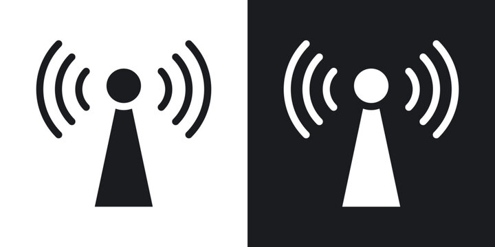 Broadcast icon flat outline in black