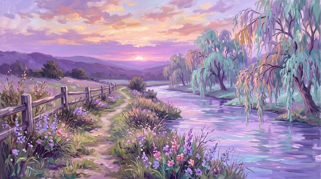 Purple Sunset River