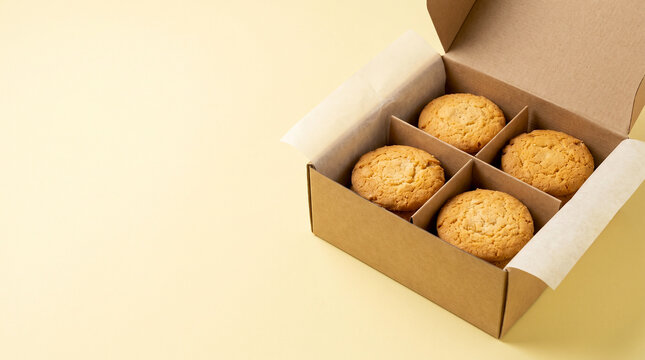 Butter Cookies in Divided Kraft Bakery Box with Parchment Paper