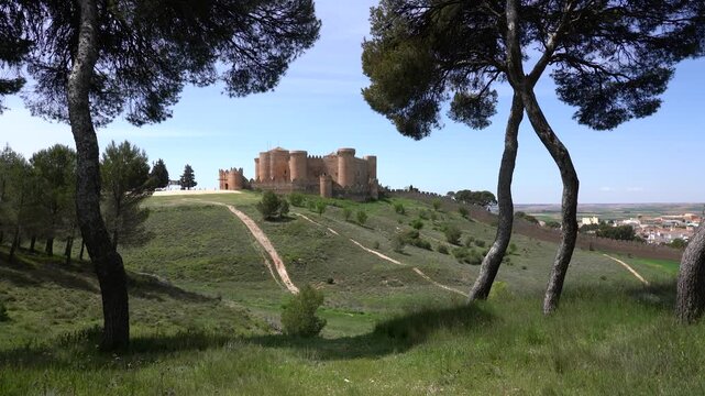The majestic Belmonte Castle, in the Province of Cuenca, Castilla la Mancha, Spain.