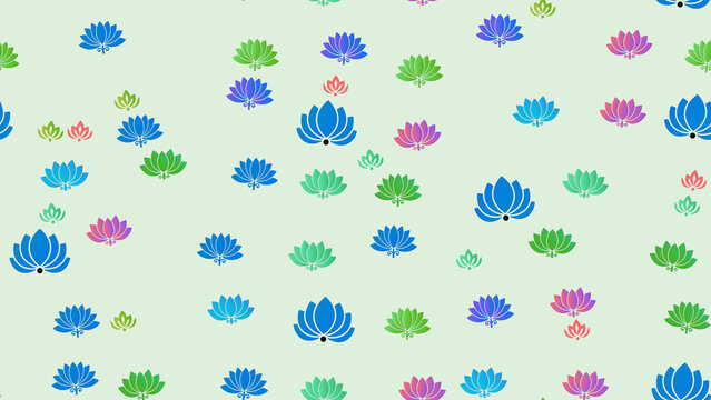 Seamless pattern of colorful lotus flowers