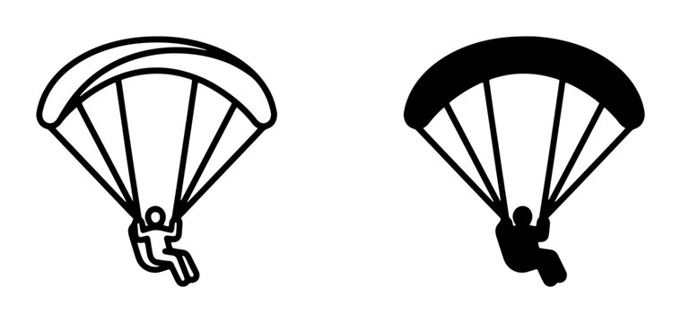Parachute icon, glyph and solid for sports or travel