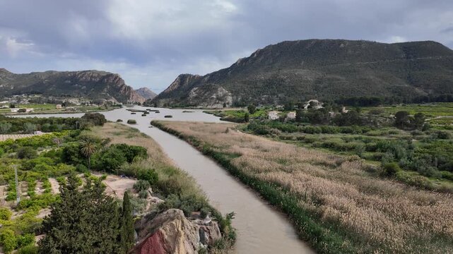 Beautiful panoramic sight in the Ricote Valley, with the Segura river. Near Blanca village, Murcia, Spain.