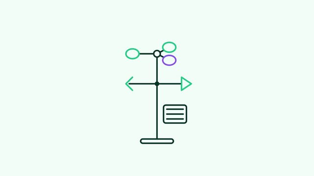 Animated flat weather station icon in a minimal vector style, measuring wind in a smooth 4K seamless loop. The symbol sits isolated in the centre of a bright light background in fresh green, leaving r