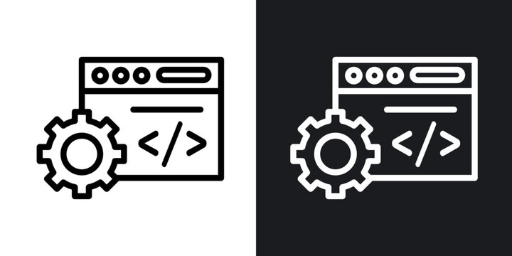 Backend icon flat outline in black