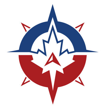 Maple leaf with compass logo symbol, logo  illustration design vector.