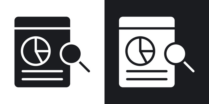 Analytics report icon flat outline in black