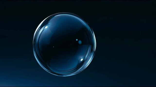 Glossy blue glass sphere on a dark background, abstract style, symbolizing depth, technology, mystery, and modern design