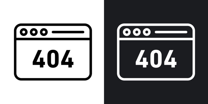404 error icon flat outline in black