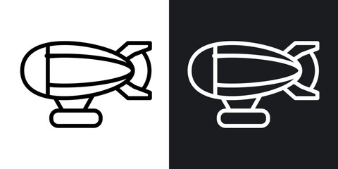 Airship icon flat outline in black © Vince