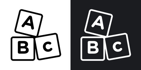 Abc icon flat outline in black © Vince
