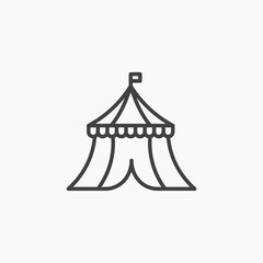 Circus tent icon flat outline in black © Vince