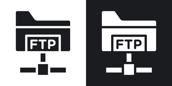FTP icon flat outline in black