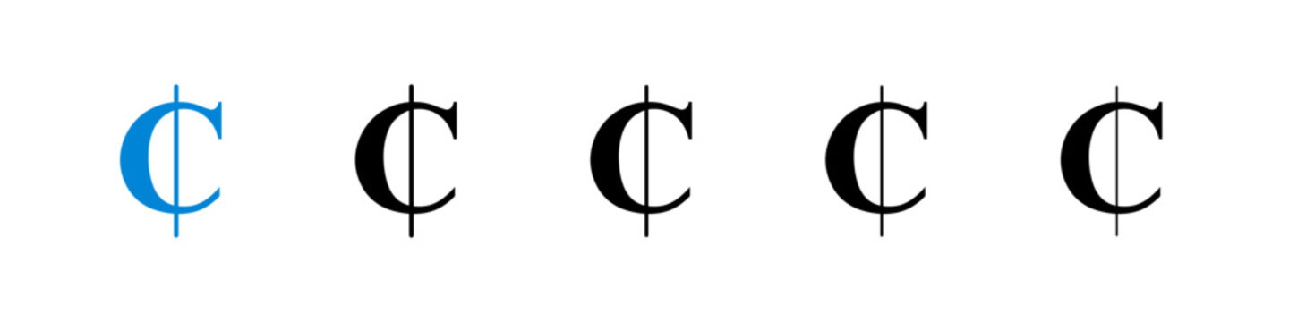 Cedi sign flat outline in black