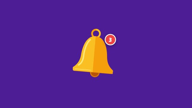 Yellow notification bell icons ringing on purple background
