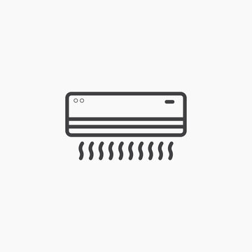 Air Conditioner icon flat outline in black