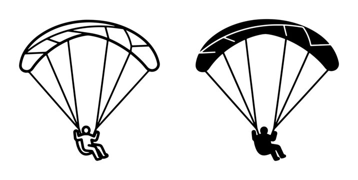Paragliding silhouette with parachute for logo