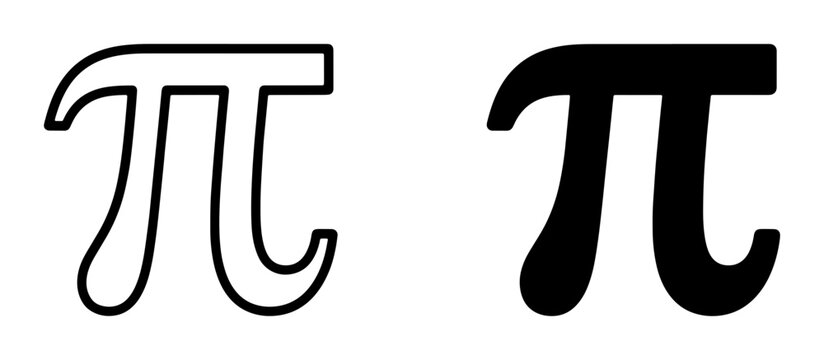 Pi symbol icon, glyph for math and science logo