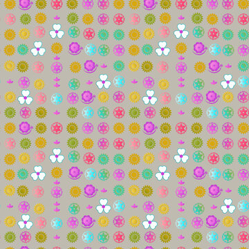 Colorful stylized floral and clover pattern