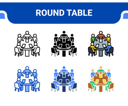 Round Table Icon Set Multiple Style Collection