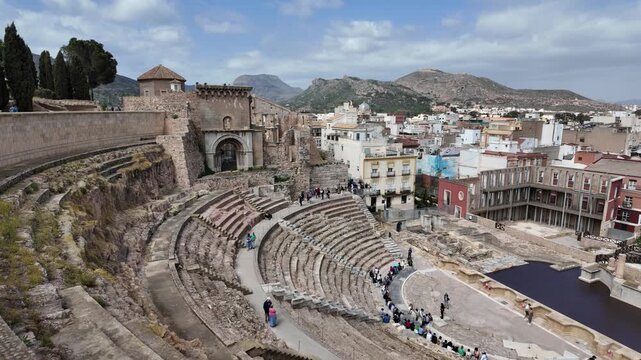 Panoramic view in Cartagena on sunny summer day. Region of Murcia, Spain.