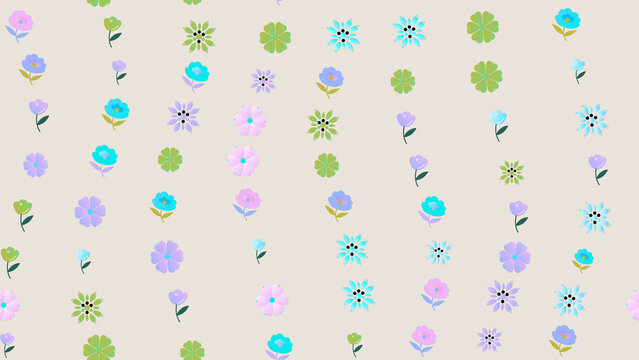 Seamless pattern of stylized flowers in pastel colors