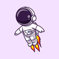 Obraz na płótnie Canvas Cute Astronaut Flying with Rocket Jetpack Cartoon