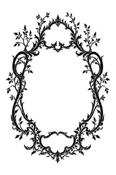 Light-colored oval ornamental frame with classic-style floral carvings, set against a transparent background.