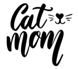 Cat mom handwritten typography design with cute whiskers and nose graphic transparent background © AbstractZone