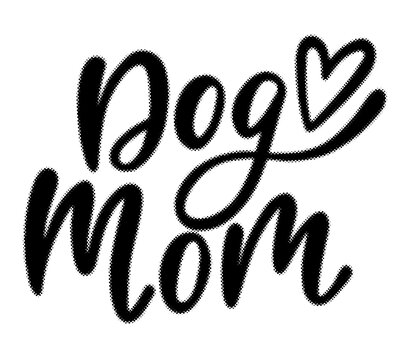 Dog mom hand lettering script text with a heart symbol design transparent background