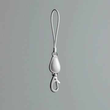 A sleek silver keychain with a lobster clasp and a loop is presented against a neutral grey backdrop, showcasing its minimalist design and functionality for everyday use.