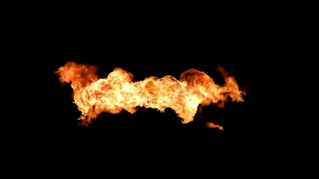 Realistic Fire Flame Burst On Black Background Overlay Effect 4K