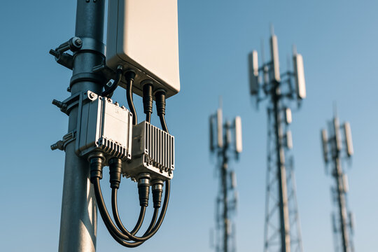 Cellular antennas and radio equipment mounted on telecommunications towers